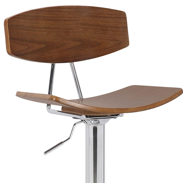 Homeroots 24" Brown And Silver Iron Swivel Low Back Adjustable Height Bar Chair   477577