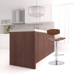 Homeroots 24" Brown And Silver Iron Swivel Low Back Adjustable Height Bar Chair   477577