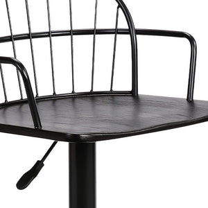 Homeroots 23" Black Iron Low Back Adjustable Height Bar Chair   477578