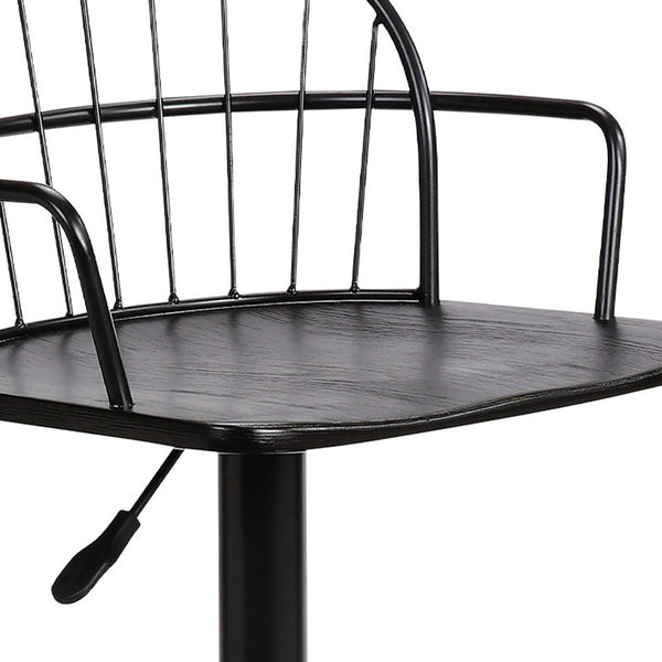 Homeroots 23" Black Iron Low Back Adjustable Height Bar Chair   477578