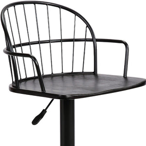 Homeroots 23" Black Iron Low Back Adjustable Height Bar Chair   477578