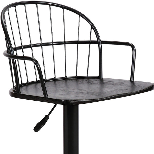 Homeroots 23" Black Iron Low Back Adjustable Height Bar Chair   477578