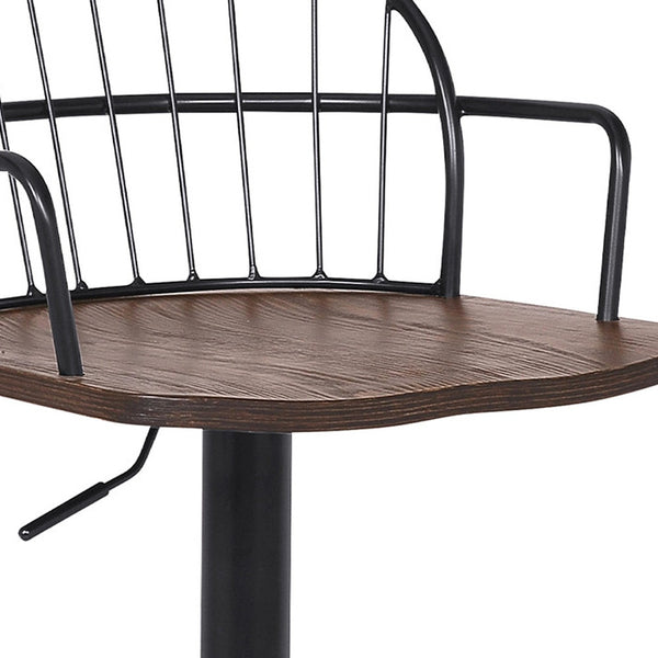 Homeroots 23" Brown And Black Iron Low Back Adjustable Height Bar Chair   477579