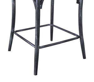 Homeroots 26" Brown And Black Solid Wood With Iron Counter Height Bar Chair   477580