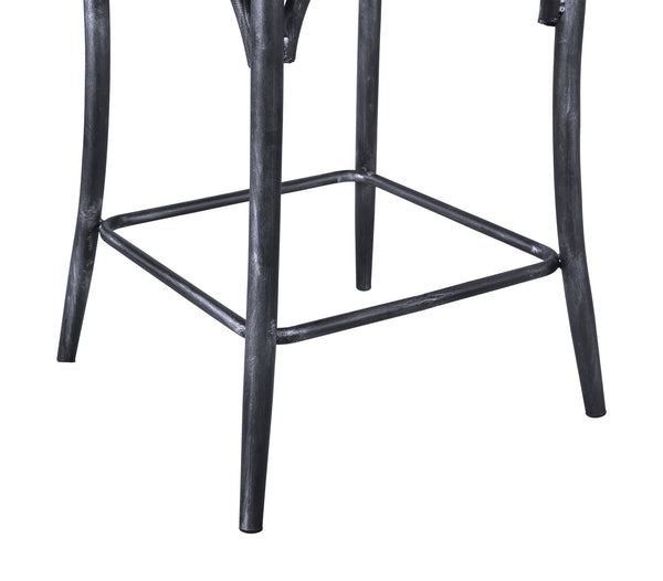 Homeroots 26" Brown And Black Solid Wood With Iron Counter Height Bar Chair   477580