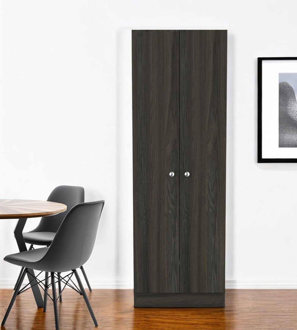 Homeroots 71" Dark Brown Wood Pantry Cabinet – Elegant Storage For Kitchen Essentials & Wine Collection  Particle Board 477592