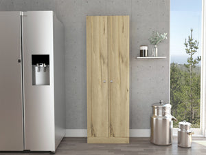 Homeroots 71" Oak Wood Pantry Cabinet - Stylish Storage Closet For Kitchen Essentials & Home Organization  Particle Board 477593