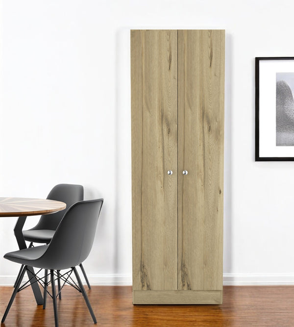 Homeroots 71" Oak Wood Pantry Cabinet - Stylish Storage Closet For Kitchen Essentials & Home Organization  Particle Board 477593