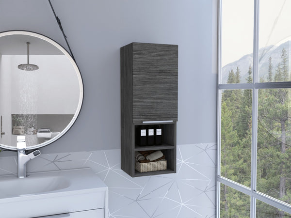 HomeRoots 32" Smoky Gray Oak Accent Cabinet – Stylish Storage Solution with Three Shelves for Modern Spaces 477594