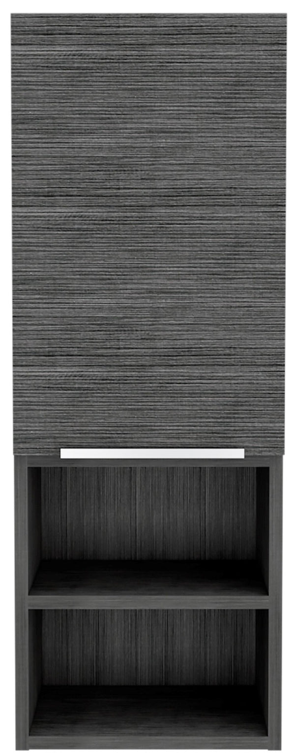 HomeRoots 32" Smoky Gray Oak Accent Cabinet – Stylish Storage Solution with Three Shelves for Modern Spaces 477594