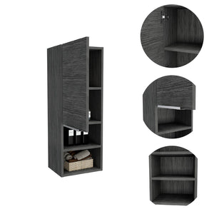 HomeRoots 32" Smoky Gray Oak Accent Cabinet – Stylish Storage Solution with Three Shelves for Modern Spaces 477594