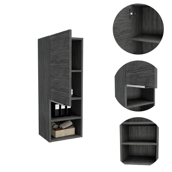 HomeRoots 32" Smoky Gray Oak Accent Cabinet – Stylish Storage Solution with Three Shelves for Modern Spaces 477594