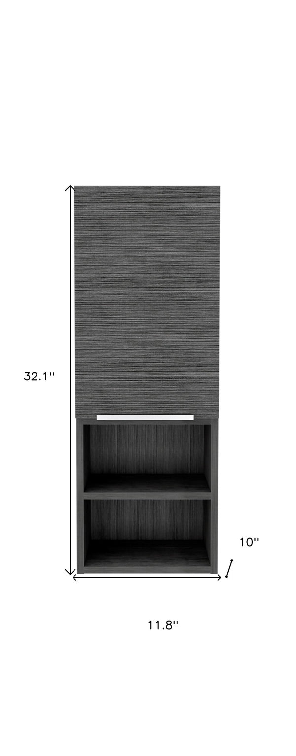 HomeRoots 32" Smoky Gray Oak Accent Cabinet – Stylish Storage Solution with Three Shelves for Modern Spaces 477594