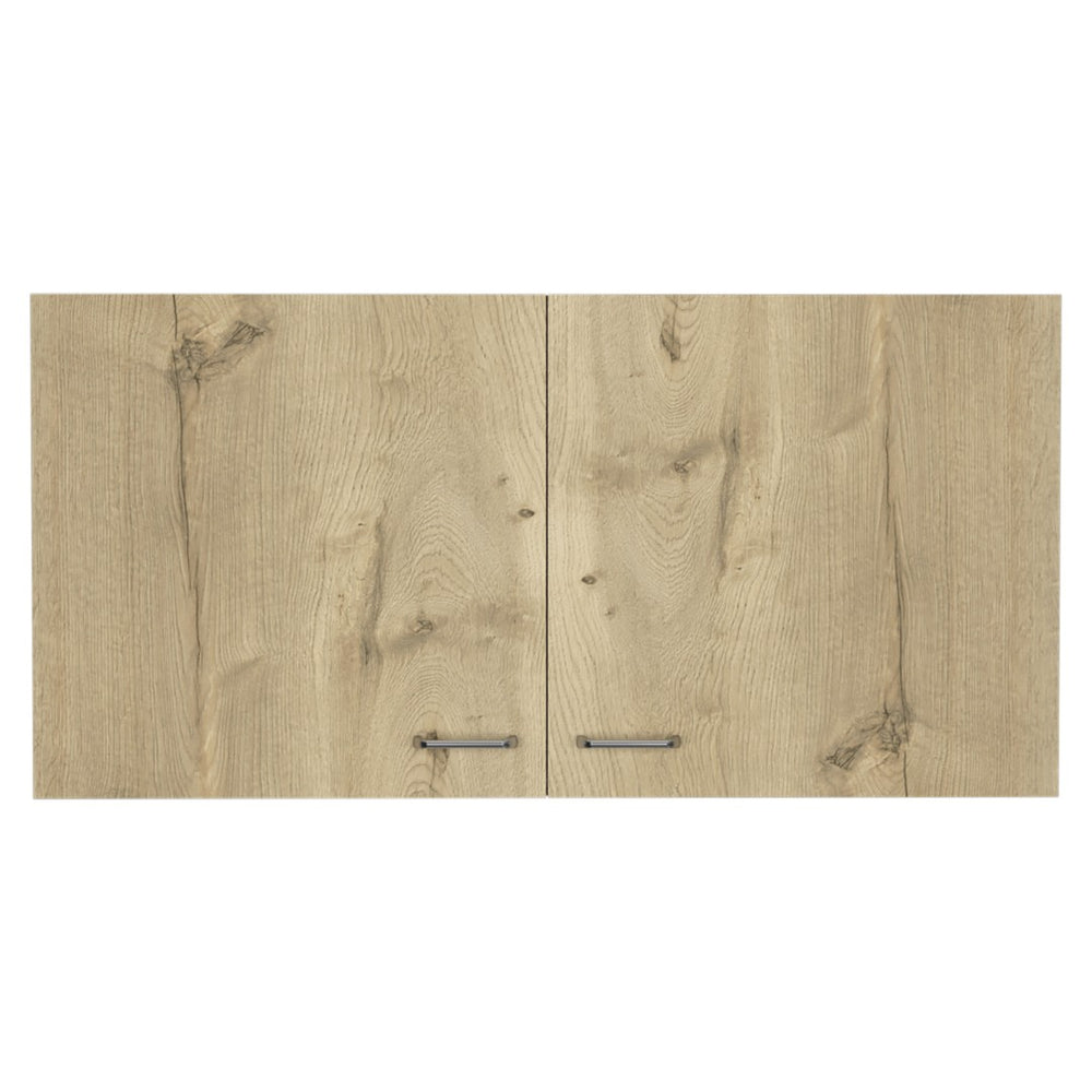 HomeRoots 39" White and Light Oak Wall-Mount Accent Cabinet – Modern Storage Solution for Any Room! 477597