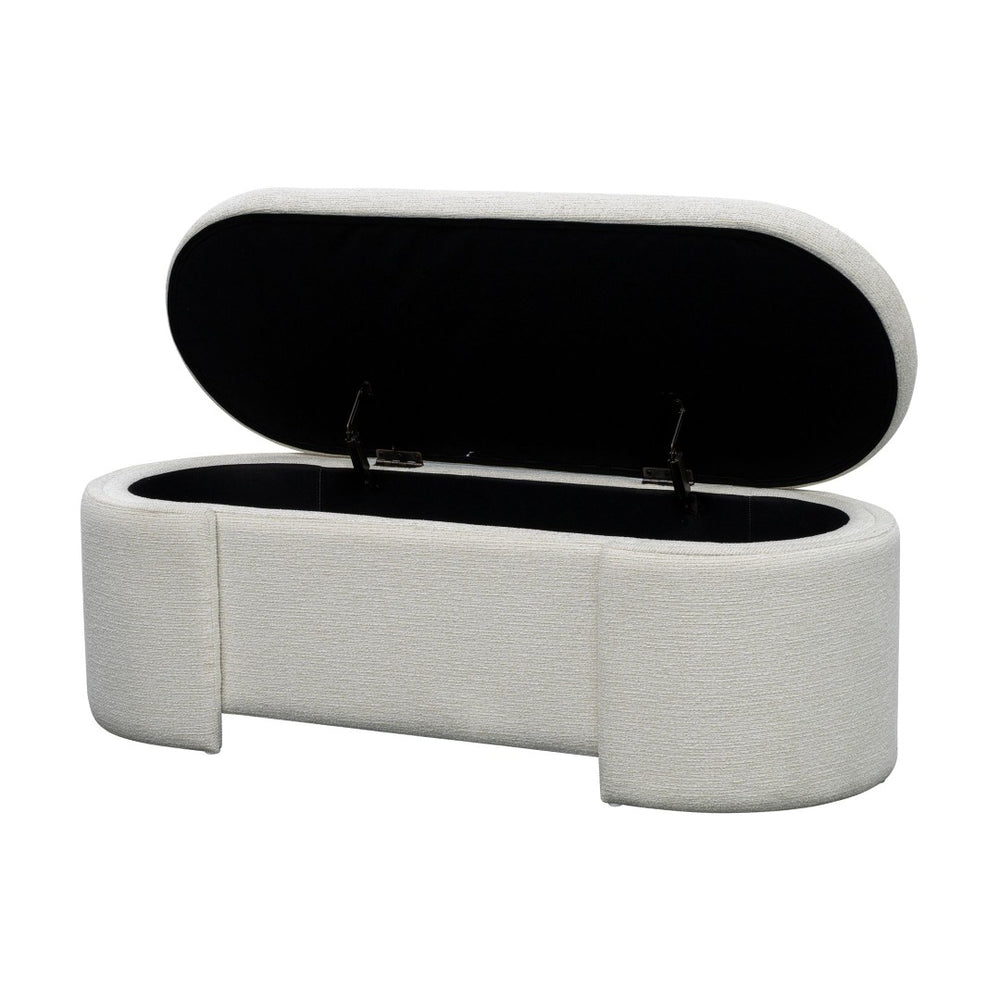 English Elm Fully Upholstered Oval Bench with Soft Close Storage Lid for Bedroom Entryway B035P408399