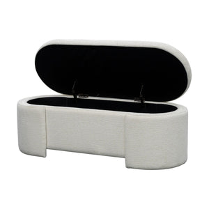 English Elm Fully Upholstered Oval Bench with Soft Close Storage Lid for Bedroom Entryway B035P408399