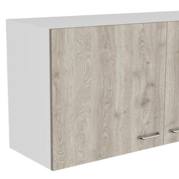 39 Inch Oak Wood Wall Mounted Storage Cabinet Dual Door Living Room Organizer