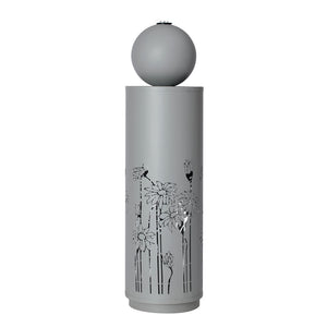 English Elm 34.25"h Light Gray Metal Floral Cutout Outdoor Fountain with Dual Led Sphere Top N765P355072G