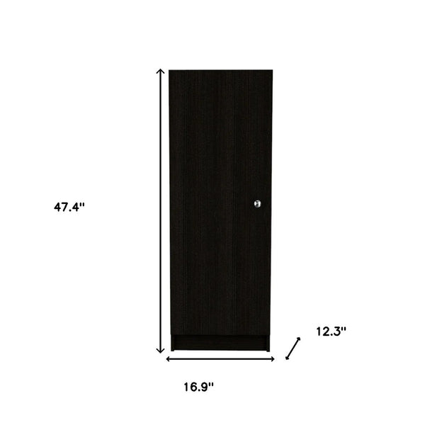 Homeroots 47" Sleek Black Wood Pantry Cabinet – Stylish Storage Solution For Kitchen Organization & Decor  Particle Board 477654