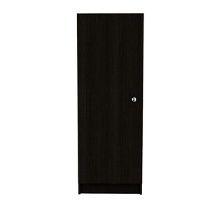 HomeRoots 47" Sleek Black Wood Pantry Cabinet - Space-Saving Storage Solution for Kitchen or Laundry Room 477654