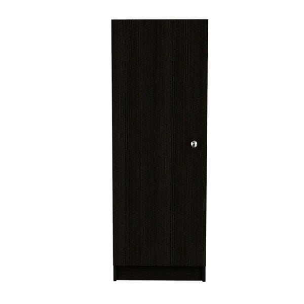 HomeRoots 47" Sleek Black Wood Pantry Cabinet - Space-Saving Storage Solution for Kitchen or Laundry Room 477654