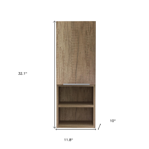 Homeroots 12" Wood Brown Standard Accent Cabinet With Four Shelves  Particle Board 477667