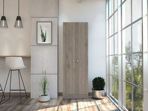 Homeroots 71" Light Gray Wood Pantry Cabinet - Stylish Storage Solution For Kitchen Organization & Decor  Particle Board 477672