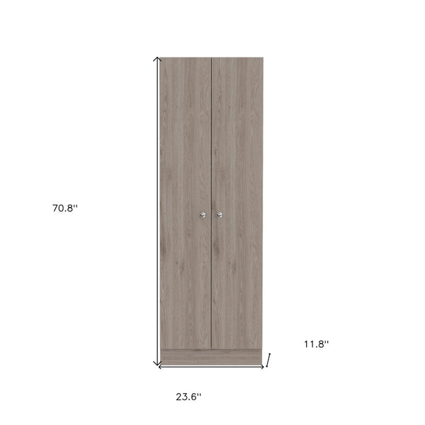 Homeroots 71" Light Gray Wood Pantry Cabinet - Stylish Storage Solution For Kitchen Organization & Decor  Particle Board 477672