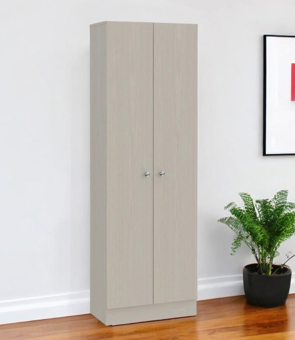 HomeRoots 71" Light Gray Wood Pantry Cabinet - Modern Storage Solution for Kitchens, Laundry, and More! 477674