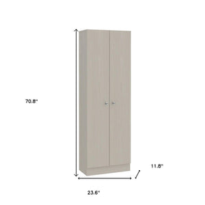 Homeroots 71" Light Gray Wood Pantry Cabinet - Stylish Storage Solution For Kitchen Organization & Decor  Particle Board 477674