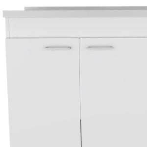 39 Inch Silver White Wood Accent Cabinet with Three Drawers Two Doors Entryway