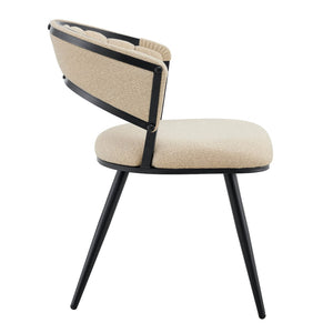 English Elm Set of 2 Chenille Tufted Dining Chairs with Metal Legs Modern Kitchen Seating Beige,Black W3875P370853