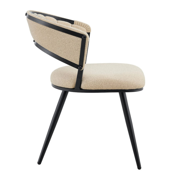 English Elm Set of 2 Chenille Tufted Dining Chairs with Metal Legs Modern Kitchen Seating Beige,Black W3875P370853
