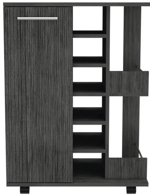 Homeroots Gray Rolling Bar Cart With Wine Storage  Particle Board 477701