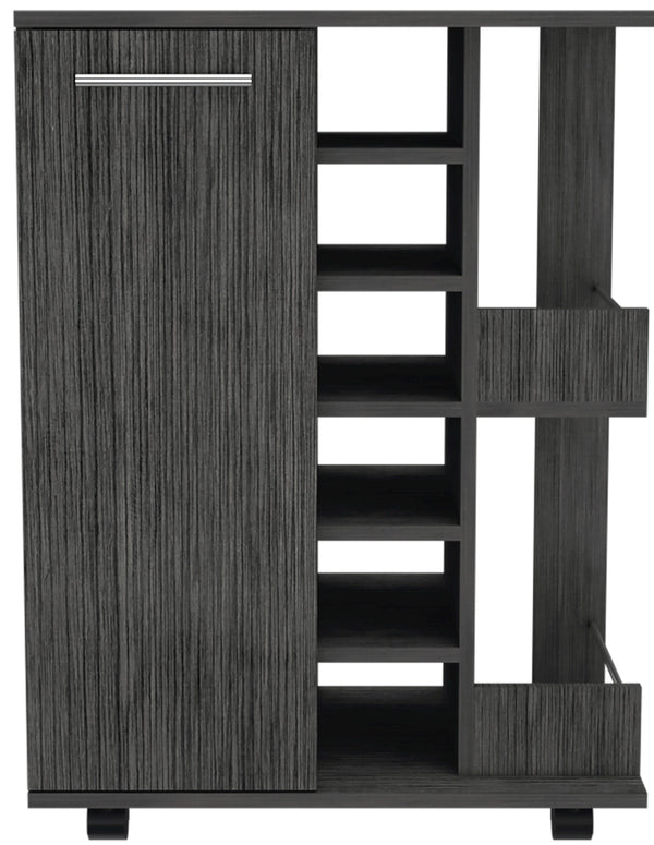 Homeroots Gray Rolling Bar Cart With Wine Storage  Particle Board 477701