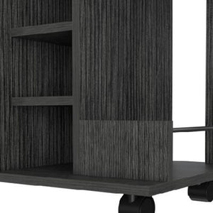 Homeroots Gray Rolling Bar Cart With Wine Storage  Particle Board 477701