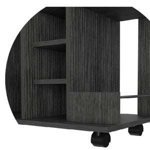 Homeroots Gray Rolling Bar Cart With Wine Storage  Particle Board 477701