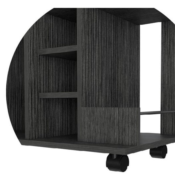 Homeroots Gray Rolling Bar Cart With Wine Storage  Particle Board 477701