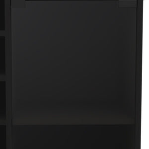 HomeRoots Black Rolling Bar Cart with Wine Rack, Multi-Shelf Storage, and Wheels for Effortless Entertaining 477703