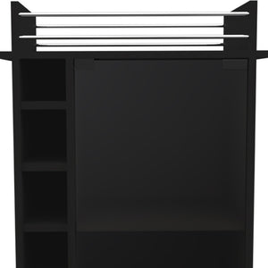 HomeRoots Black Rolling Bar Cart with Wine Rack, Multi-Shelf Storage, and Wheels for Effortless Entertaining 477703