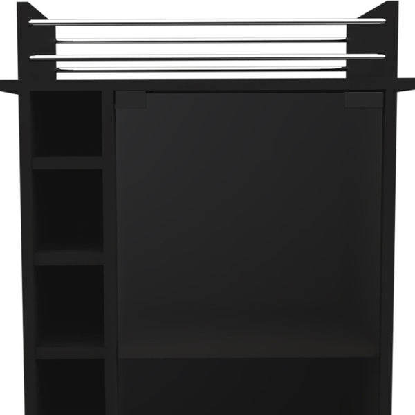 HomeRoots Black Rolling Bar Cart with Wine Rack, Multi-Shelf Storage, and Wheels for Effortless Entertaining 477703