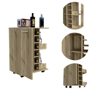 Homeroots Brown Rolling Bar Cart With Wine Storage  Particle Board 477707