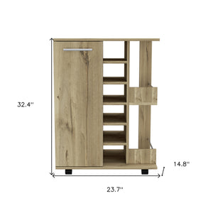 Homeroots Brown Rolling Bar Cart With Wine Storage  Particle Board 477707