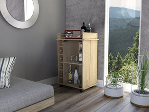 Homeroots Brown Rolling Bar Cart With Wine Storage  Particle Board 477708