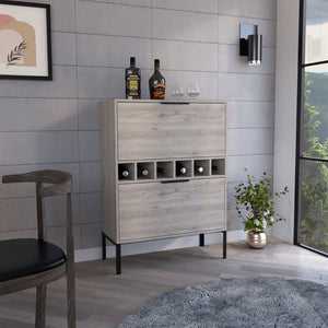 HomeRoots 43" Light Gray and Black Console Bar Cabinet – Modern Storage for Drinks, Glassware & Entertaining 477719
