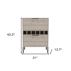 HomeRoots 43" Light Gray and Black Console Bar Cabinet – Modern Storage for Drinks, Glassware & Entertaining 477719
