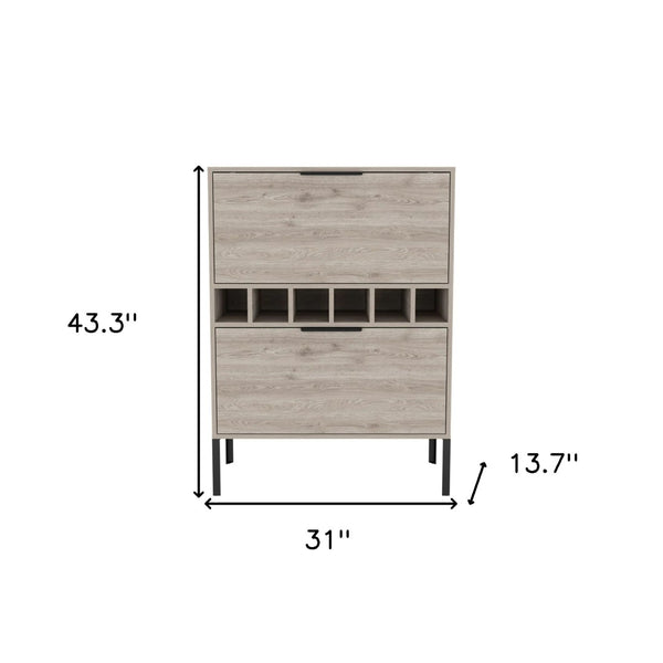 HomeRoots 43" Light Gray and Black Console Bar Cabinet – Modern Storage for Drinks, Glassware & Entertaining 477719