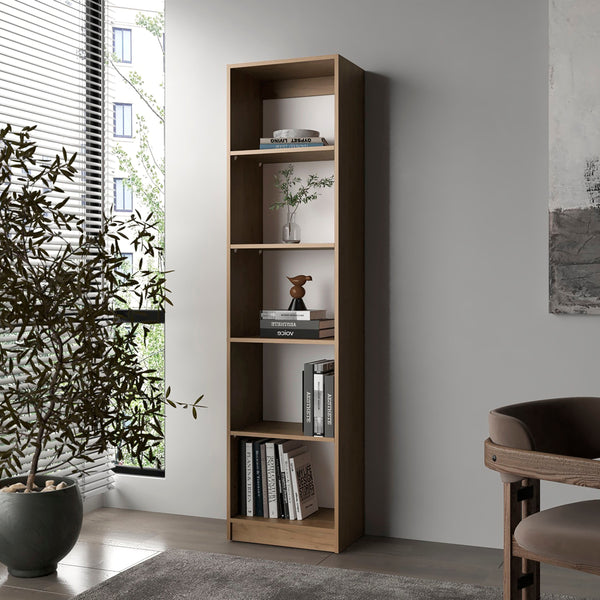 English Elm Natural Oak And White 5-Shelf Bookcase – Stylish Storage Solution For Modern Living Spaces & Home Offices B062P355526