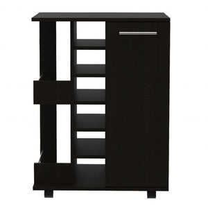 HomeRoots Black Rolling Bar Cart with Wine Storage - Sleek Modern Design for Effortless Entertaining & Style 477740