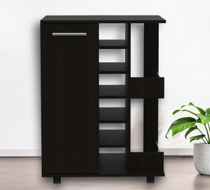 HomeRoots Black Rolling Bar Cart with Wine Storage - Sleek Modern Design for Effortless Entertaining & Style 477740